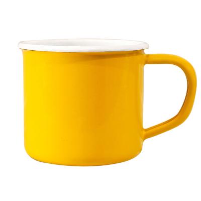 China Viable High Quality Enamel Coating Coffee Cup Mug Gift Set With Basing Color for sale