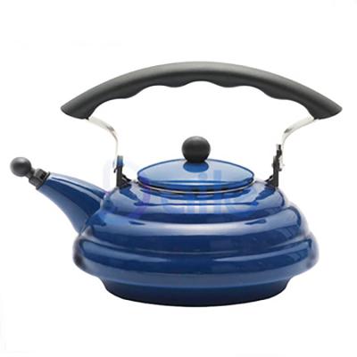 China Viable Blue Coating Set of Enamel Utensils Carbon Steel Coffee Enamel Kettle Teapot for sale