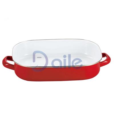 China Sustainable Daile Customize Size Enamel Cake Dish Baking Pans For Baking for sale