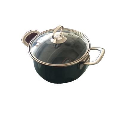 China Sustainable Glass Lid Stainless Steel Candle Cooking Enamel Cookware Sets Pot for sale