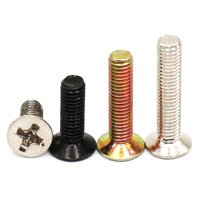 China Flat Cross Recessed Countersunk Head Machine Screw KM3*4/5/6/8/10/12/14/16/18 Black Zinc D=6 Machine Screw for sale