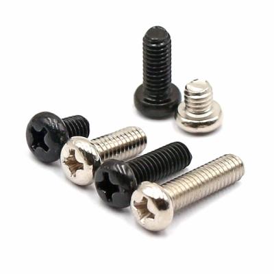 China Pan PM1/1.2/1.4/1.6/2/2.5 Bright Nickel Black Zinc Carbon Steel Cross Recessed Round Pan Head Screws Cross Screws for sale