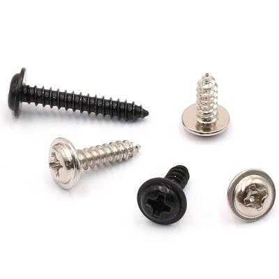 China Pan PWA3*5/6/7/8/10/12/18 Carbon Steel Cross Phillips Pan Round Truss Head With Washer=7mm Padded Collar Self-tapping screw for sale