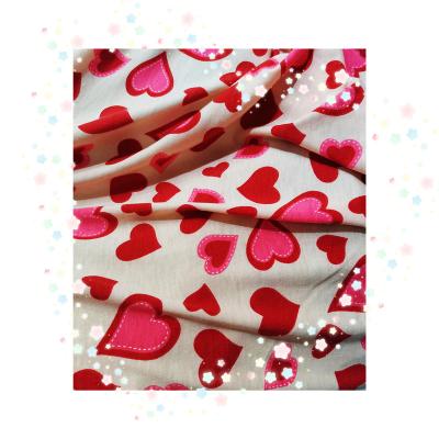 China Fashion clothing breathable crystal cotton high-grade stretch cotton polyester stretch love peach print imitation fabric for sale