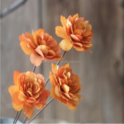 China Crafts Dried Artificial Single Flower By Leaf Wire Natural Iron 60cm Stem for sale