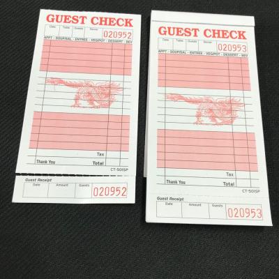 China Chinese style single part Customized Restaurant Guest Checks With Black Ink And Paper for sale