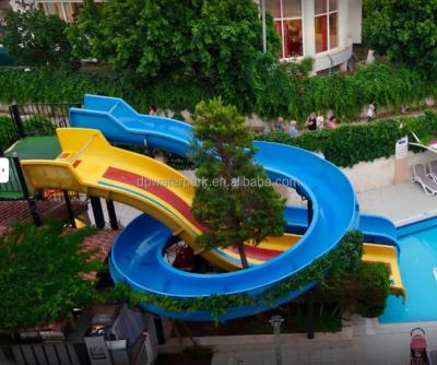 China Outdoor Fiberglass Water Park Equipment Slide Off Curved Slide Pool Fiberglass Water Slide for sale