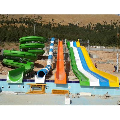 China Fiberglass Outdoor Aqua Park Large Water Play Equipment Resort Water Slide Custom Long Size for sale