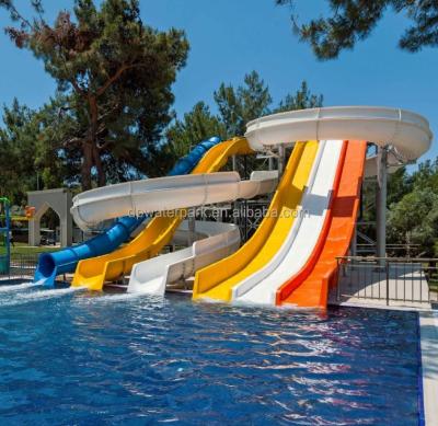 China Custom Fiberglass Water Slide Resort Water Playground Hotel Pool Slide Equipment Adult Group Fiberglass Water Slide for sale