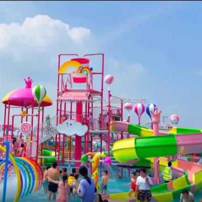 China Commercial Style Outdoor Kids Candy Slide Playground Fiberglass Water Water Park Equipment Fiberglass Adult Jet Games for sale