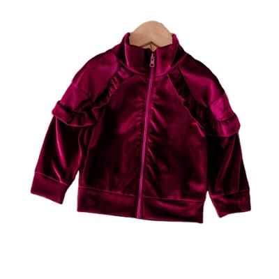 China Anti-wrinkle Red Drop Shoulder Turn On Fashionable Warm Logo Infant Kids Coat Custom Made Children's Jacket for sale