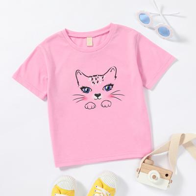 China Anti Shrink Pink Round Neck Drop Shoulder Shorts Sleeve Top Cheap T-shirt Custom T-shirt Printing White T Shirt for sale