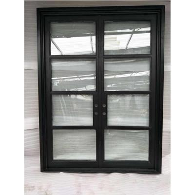 China Reasonable Swing Prices Iron Double Entry Door , Wrought Iron Glass Door , Front Door Designs Iron for sale