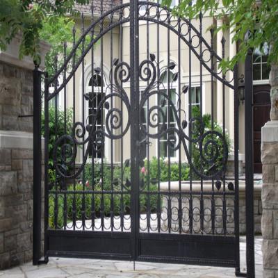 China Waterproof sunscreen swing entrance decoration rustproof iron double doors, iron pipe door design for sale