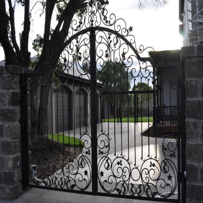 China Sunscreen Waterproof Antirust Swing Wrought Iron Grill Open Door Design, Modern Iron Door Designs for sale