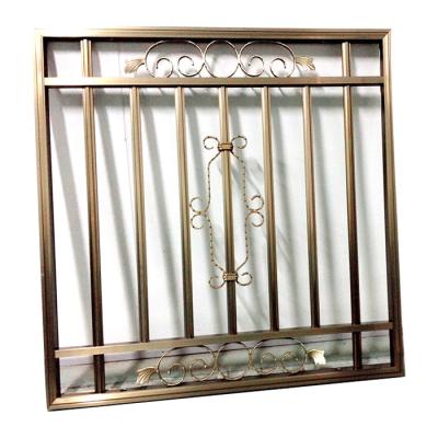 China Sale Product Wrought Iron Fixed Top Balcony Window , Modern Wrought Iron Grill Window for sale