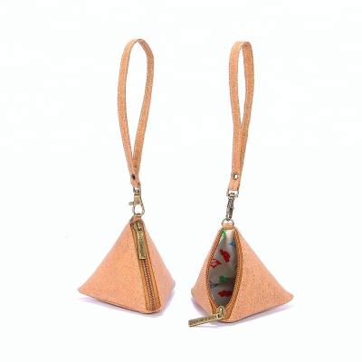 China Vintage Mini Cork Triangle Bag /Custom Cork Wallet /Zongzi Eco-Friendly Cork Coin Purse Bag for sale