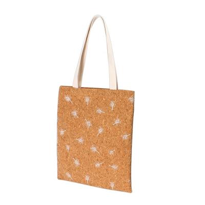 China Custom Handled Shopping Bag Logo Print Natural Vegan Cork Tote Bag Cheap Fashion Handbag From BSCI Factory For Gift for sale