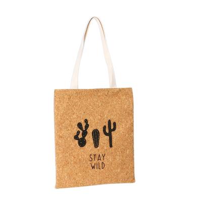 China BSCI ISO Handled Factory Customized Logo Printed Cork Tote Bag Shopping Handbag Women Gift for sale