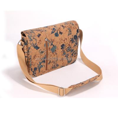 China New design cork women shoulder bag/lady recyclable cork paper messenger bag/floral cork sling bag for sale