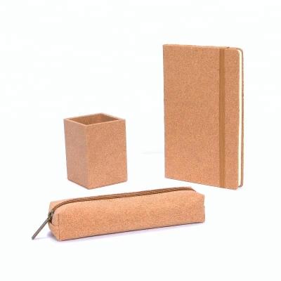 China Eco-friendly and waterproof handmade waterproof rectangle cork pencil holder, wholesale price reusable cork fabric pencil container for students for sale