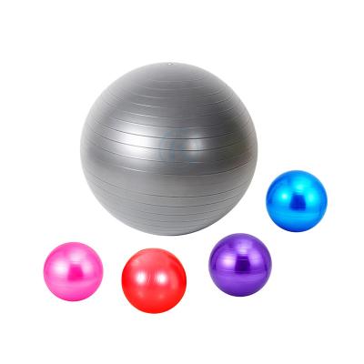 China Custom Round Gym Logo PVC Anti-Splinter 45CM Gray Yoga Pilates Ball With Compressor for sale