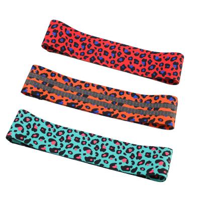 China Custom Hip Loop Leopard Booty Circle Fabric Logo Home Fitness Workout Fabric Elastic Resistance Band for sale