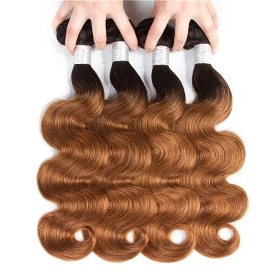 China Brazilian Silky Straight Wave Ombre Body Wave Hair Bundles 100% 22 26 30inch 1B/30 Colored For Black Women Remy Hair for sale