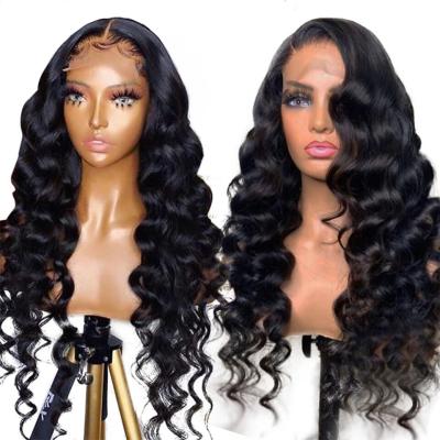 China Indian Loose Wave Women's Remy Human Hair Wig With 13x4 Brazilian Wig 13x4 Wholesale Lace Frontal Virgin Loose Wave Wig for sale