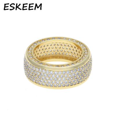 China Hiphop Iced Out Ring Full D.C.A. CZ Gold Hop Diamond Ring Wholesale Copper Material Lab Hip Hop for sale