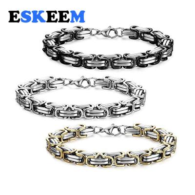 China Fashion Eskeem Fasion Mens Jewelry 6MM Length Stainless Steel Bracelet Link Biker Byzantine Bracelet 8MM Custom Made for sale