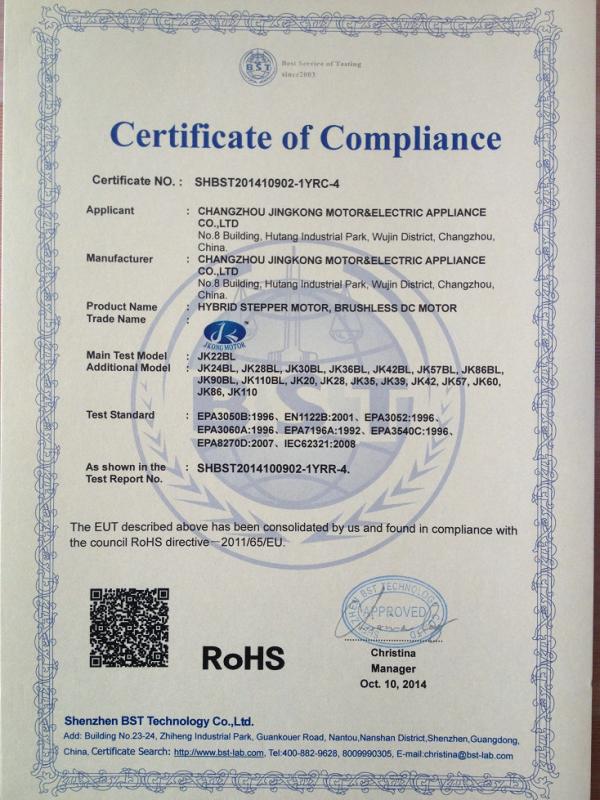 RoHS - Changzhou Jkongmotor Co., Ltd.