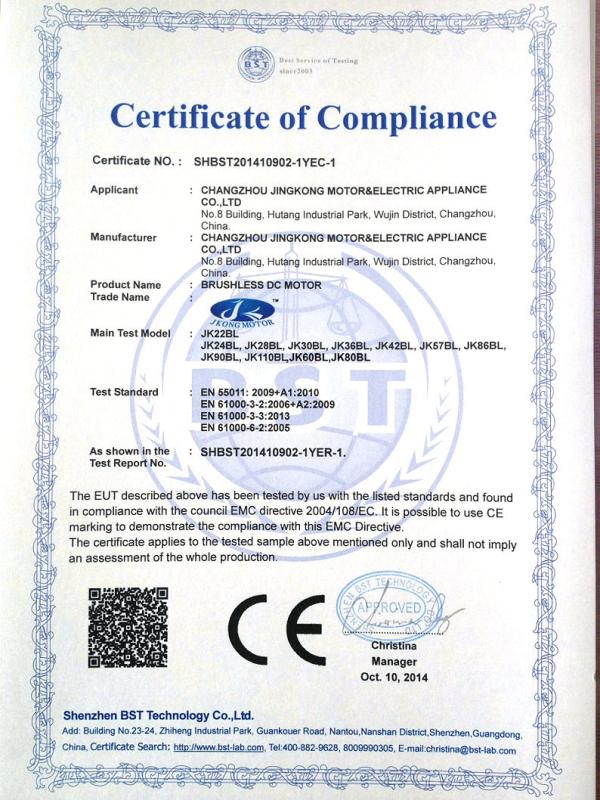 CE - Changzhou Jkongmotor Co., Ltd.