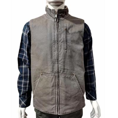 China Wear Woven Cotton Duck Canvas Fabric Washed Canvas Sherpa Plus Size OEM Workwear Striped Workwear Hunting Vest for sale