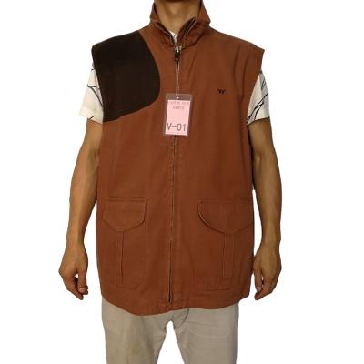 China Men's Cotton Duck Color Woven Flannel Lined Regular Brown Plus Size Canvas Winter Vest Loose Washed Basic Windproof Heavy Sand for sale