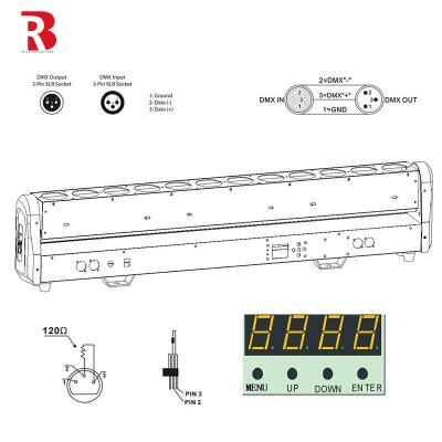 중국 RGBW 4인1 LED 빔 세척 스테이지 DMX512 LED 픽셀 바 12pcs 30W 판매용