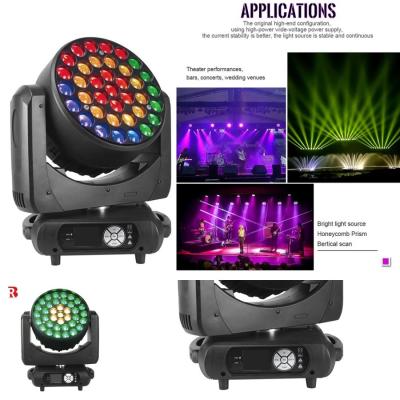 China Wasstadium Licht Beeye 37*15w Bewegende hoofdlicht RGBW Beam Zoom Disc DMX Te koop