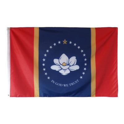 China New Mississippi State Magnolia FLYING Flag in GOD TRUST US, brass grommets inside and outside 3x5 ft for sale