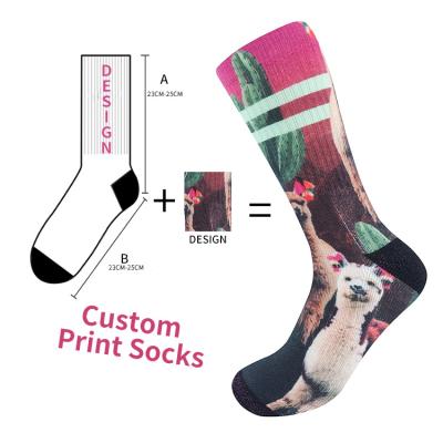 China Hot Selling High Quality Design QUICK DRY Your Own Custom 3d Sublimated Socks Printed Recycled Polyester Socks for sale