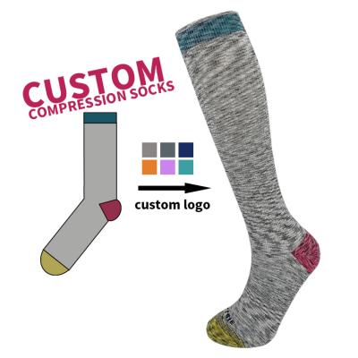 China QUICK DRY Eco-Friendly Customized Space Dyeing Cycling Socks Custom Logo Knee High Compression Socks for sale