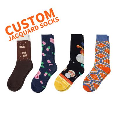 China Best Sale Manufacturing Design Crew Socks High Quality Happy DRY Bamboo Cotton Customized Socks With Logo for sale