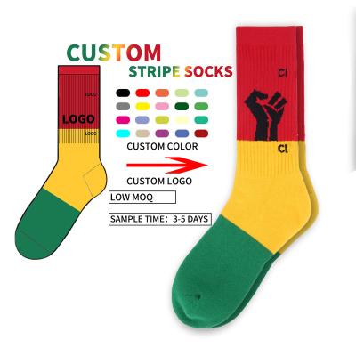 China QUICK DRY custom stripe socks knit cotton crew socks low logo moq factory for sale