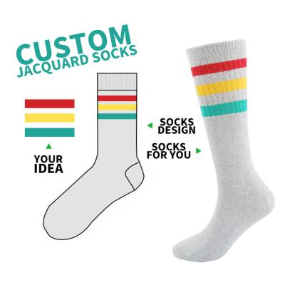 China Best Quality New Design OEM QUICK DRY Long Stripes Winter White Socks School Custom Logo for sale