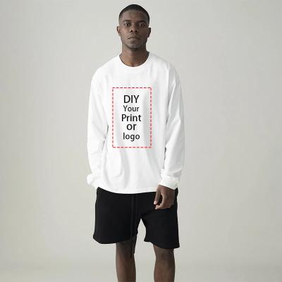 China The Other Style Long Sleeve Unisex Leisure Cotton High Street White Logo Solid Color T-shirt Custom Printing Long Sleeve T-Shirt For Men for sale