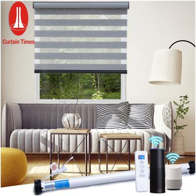 China CLASSIC Blackout Zebra Clutch Custom Electric Blind System Double Smart Roller Shades Motorized Zebra Blinds for sale