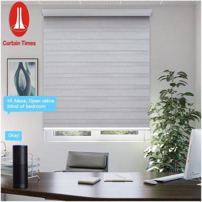 China Motor zebra pure automatic roller blinds minimalistic high quality double purchase electric blind rollers for sale