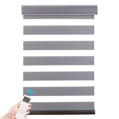 China Automatic Motorized Blackout Window Shades Electric Motor Control Smart Home Zebra Blinds for sale