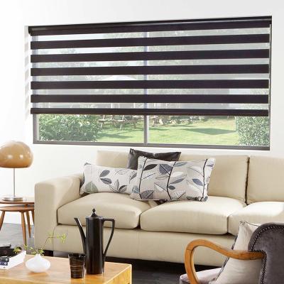 China Easy Clean Motor Control Automatic Window Shades Motorized Blackout 100% Polyester Zebra Blinds for sale