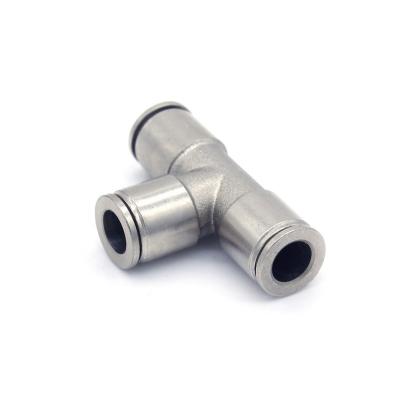 China Factory 3 Way Tee Type One Touch Press In Pneumatic Quick Connector Air Hose Metal Fittings for sale