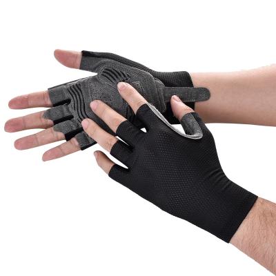 China Half finger Microfiber motorcycle gloves perspiration comfortable cycle glove unisex material for sale